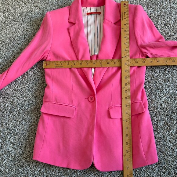 Alice + Olivia Womens Small Hot Pink Single-Button Denny Boyfriend Blazer - Picture 7 of 12